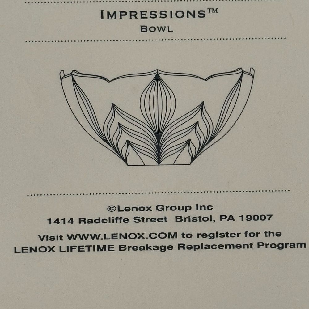 LENOX IMPRESSIONS BOWL.
